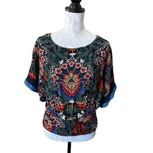 Anthropologie Vienna Dolman Floral PaIsley Blouse Womens Top Colorful Medium